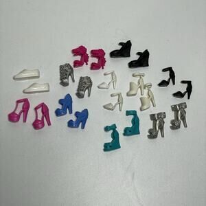 BARBIE SHOES LOT 11 PAIRS Pink White Blue Silver Black Sneakers Wedges Heels